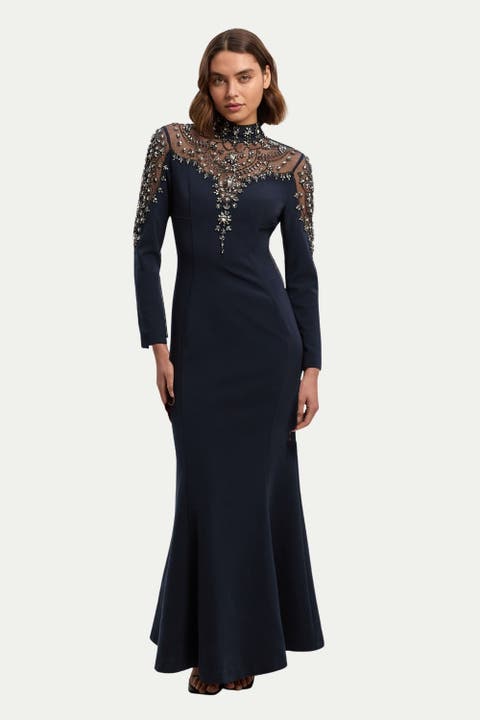 Petite Crystal Embellished Maxi Dress