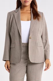 Anne Klein Houndstooth One Button Blazer