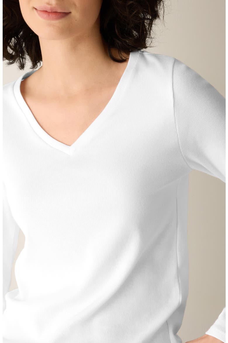 V-Neck Long Sleeve T-Shirt, Alternate, color, WHITE