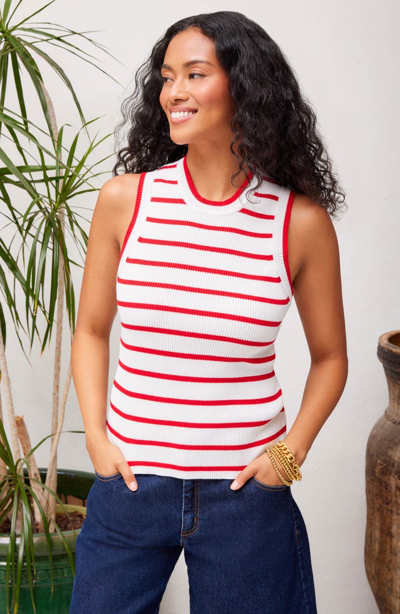 Karen Kane Stripe Rib Sweater Tank, Alternate, color,