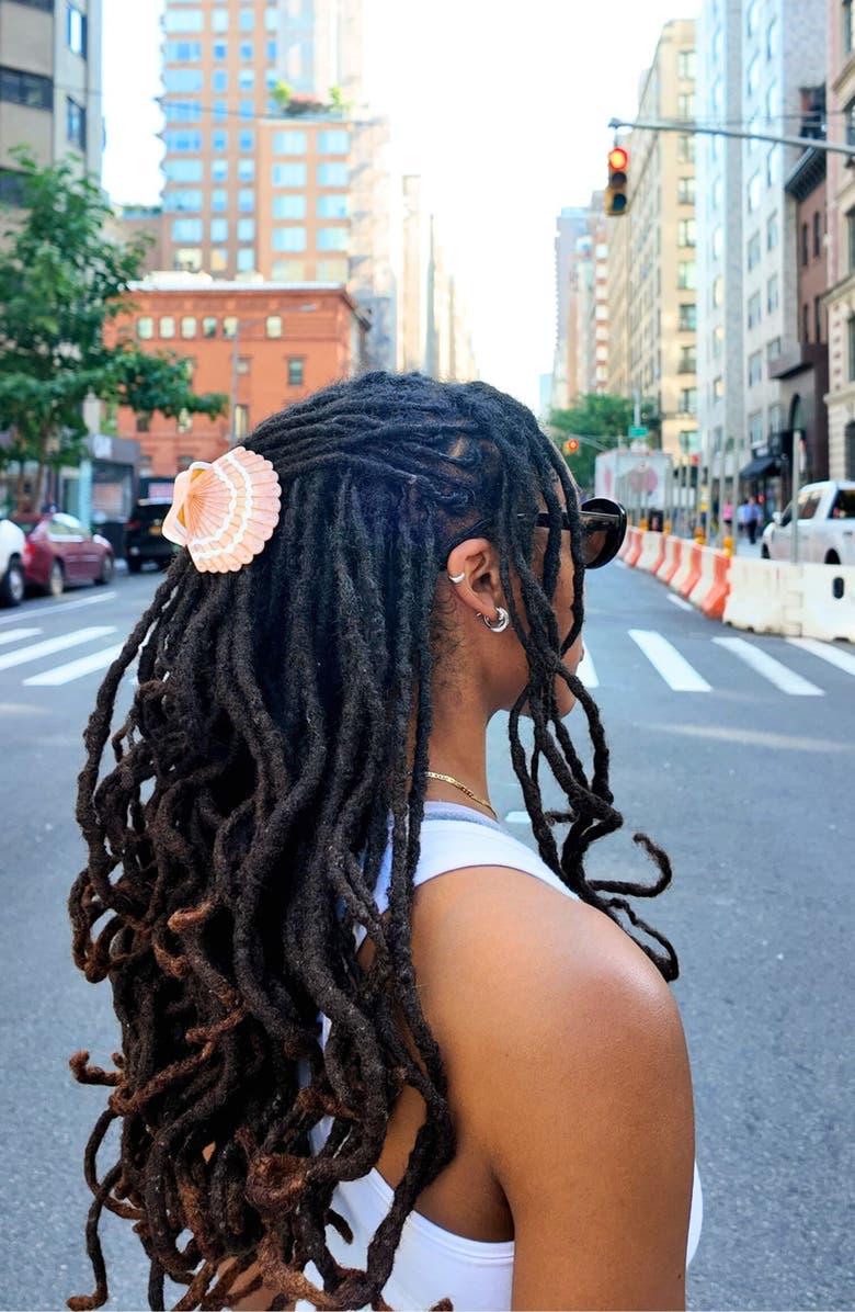 Solar Eclipse Hand-Painted Seashell Claw Hair Clip, Alternate, color, 