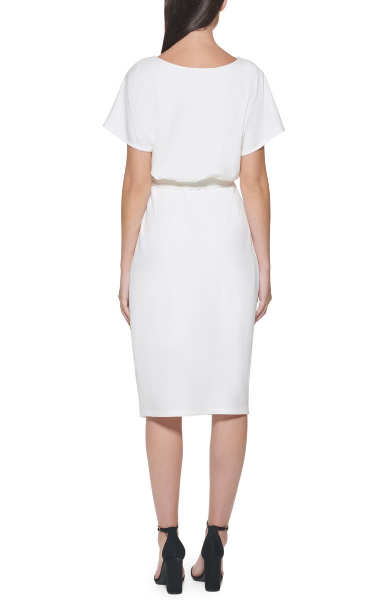 Kensie Tie Front Blouson Dress, Alternate, color, Ivory