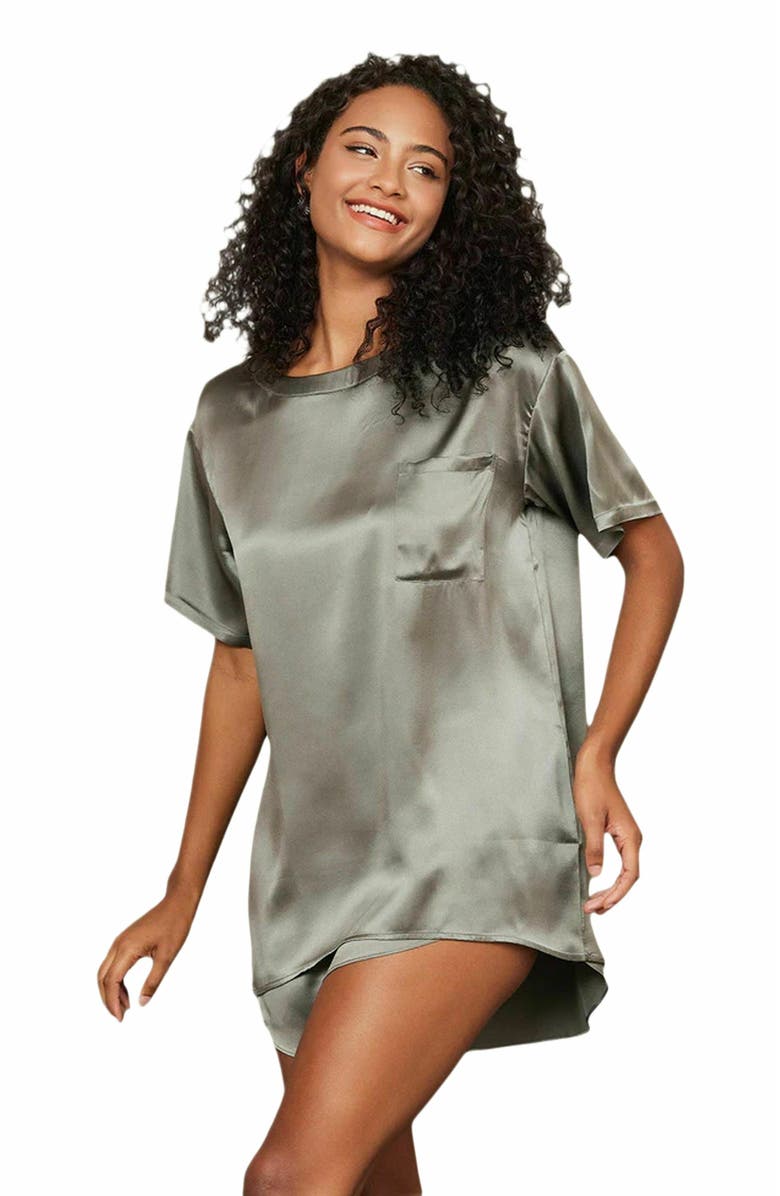 SILKSILKY Pure Silk Casual Womens Sleep Tee, Main, color, 