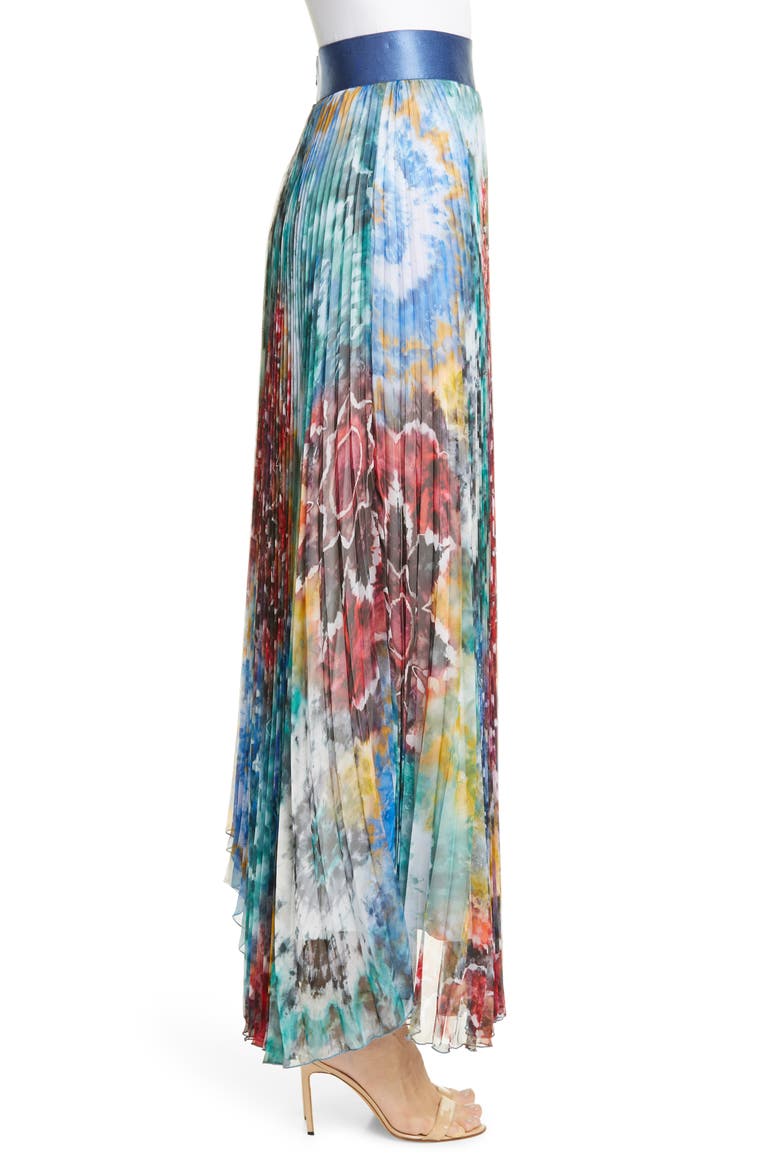 Shannon Pleated Maxi Skirt, Alternate, color, TIE DYE KALEIDOSCOPE