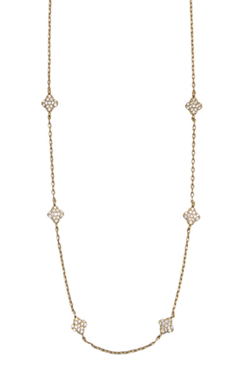 Pavé Clover Station Necklace, Main, color, GOLD