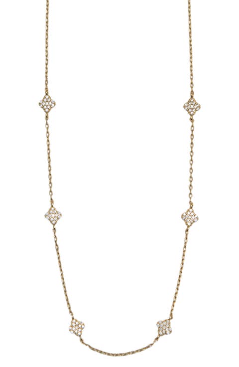 Pavé Clover Station Necklace