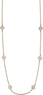 Argento Vivo Sterling Silver Pavé Clover Station Necklace
