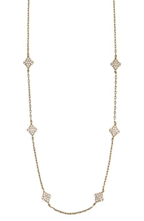 Argento Vivo Sterling Silver Pavé Clover Station Necklace