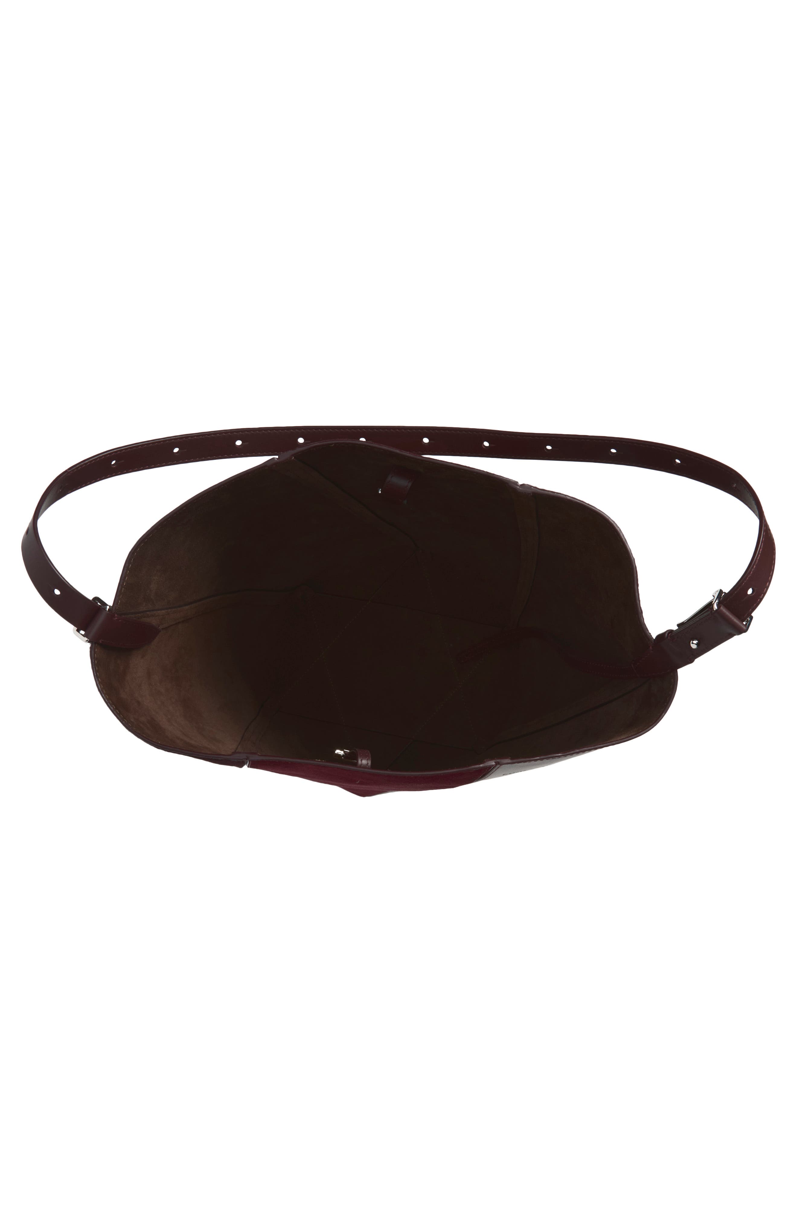 Hex Leather and Haircalf Bucket Bag, Alternate, color, BORDEAUX