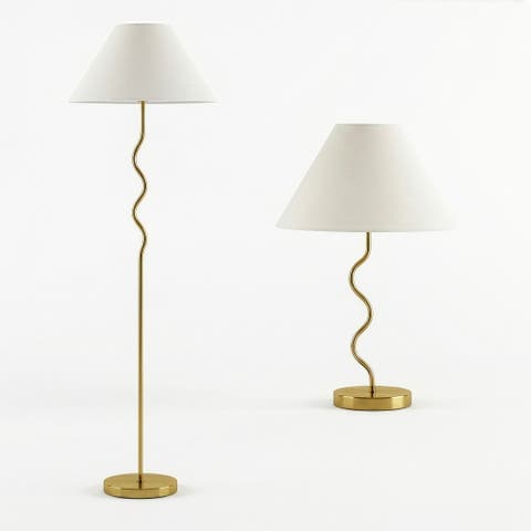 Squiggle LED Floor Lamp + Table Lamp Bundle, Set of 2