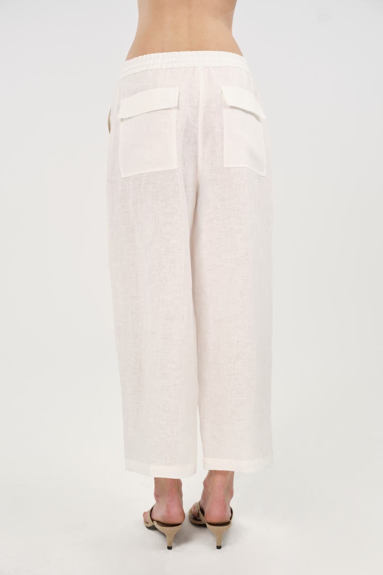 Linen Drawstring Trousers, Alternate, color, Ivory
