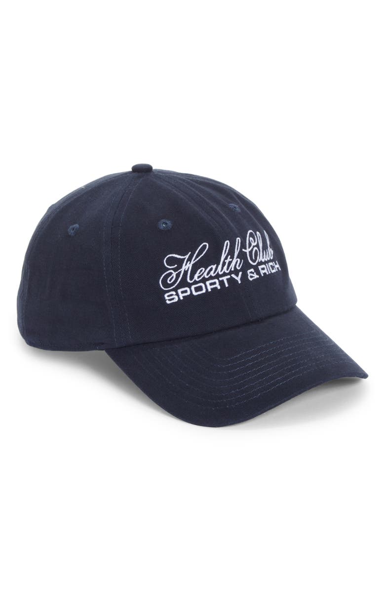 Sporty & Rich Embroidered Logo Baseball Cap, Main, color, 