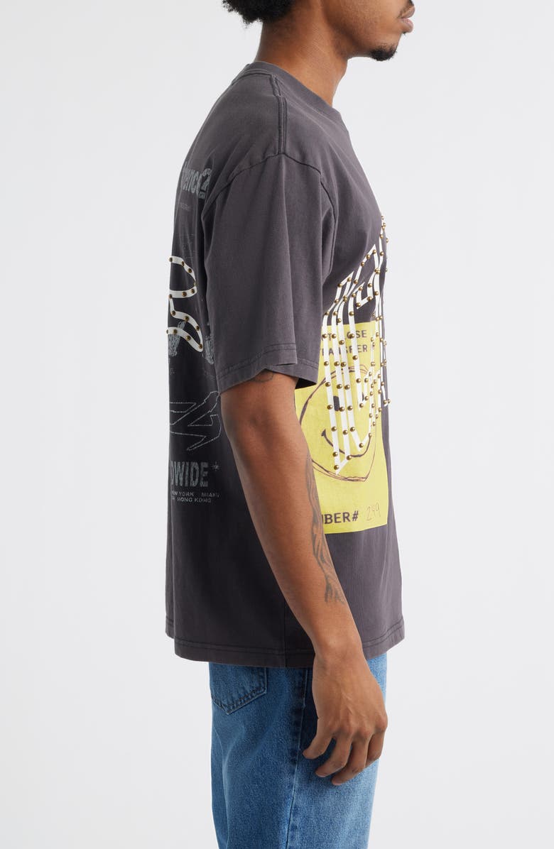 ICECREAM The Hill Oversize Studded Cotton Graphic T-Shirt, Alternate, color, Black