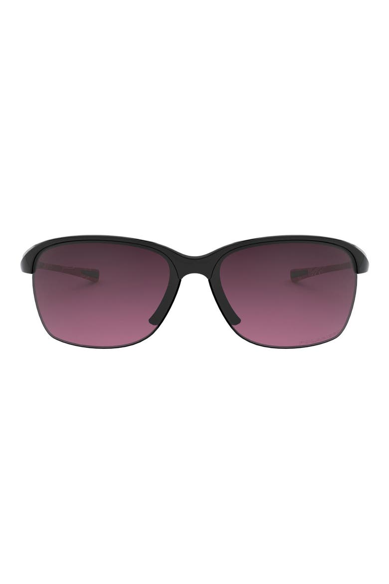 Unstoppable 65mm Gradient Polarized Oversize Rectangular Sunglasses, Main, color, BLACK/ SMOKEY/ ROSE GOLD P