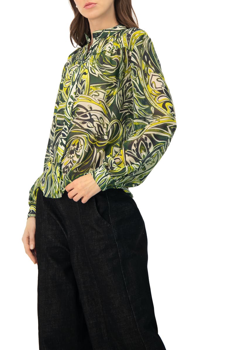 IVONNE Printed Round Neck Blouse, Alternate, color, Green