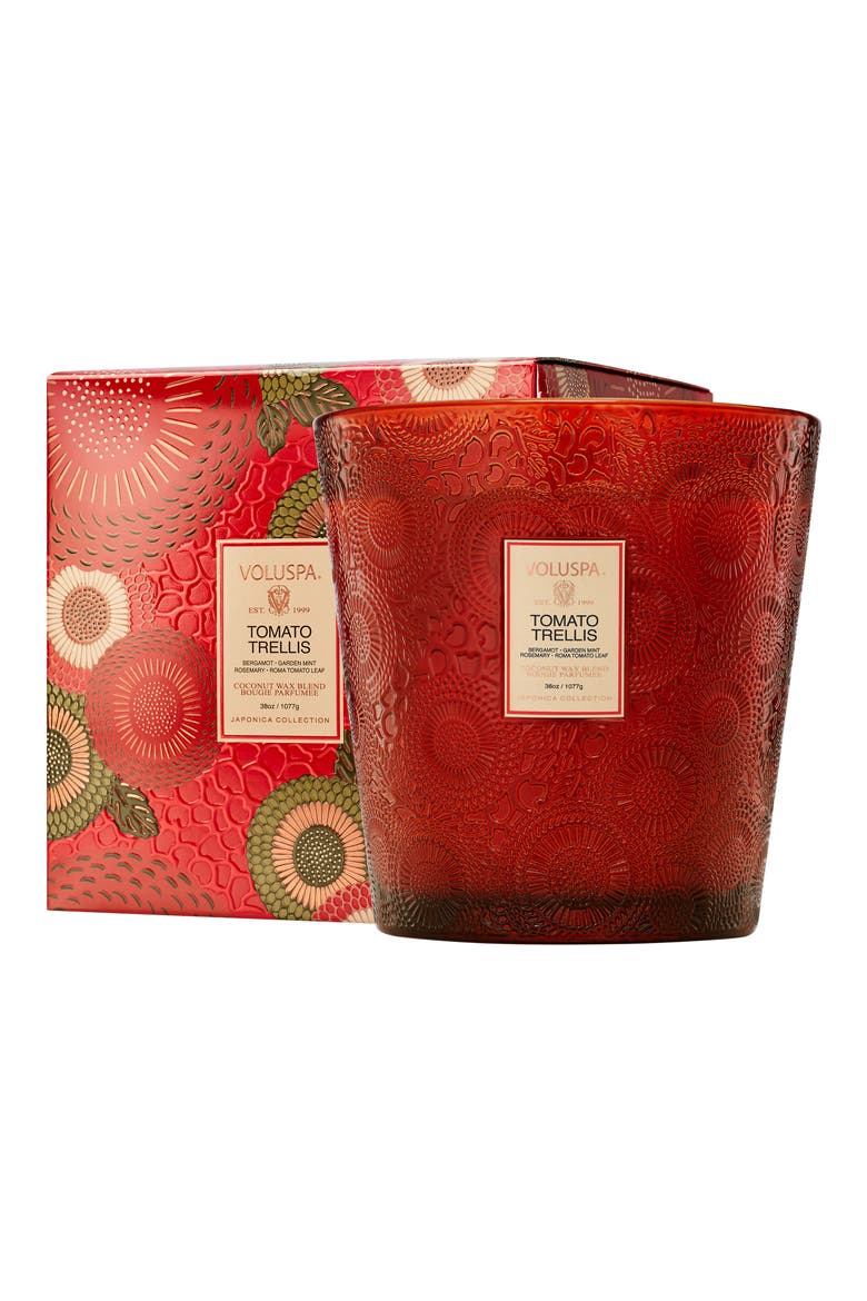 Tomato Trellis Three-Wick Hearth Candle, Alternate, color, TOMATO TRELLIS