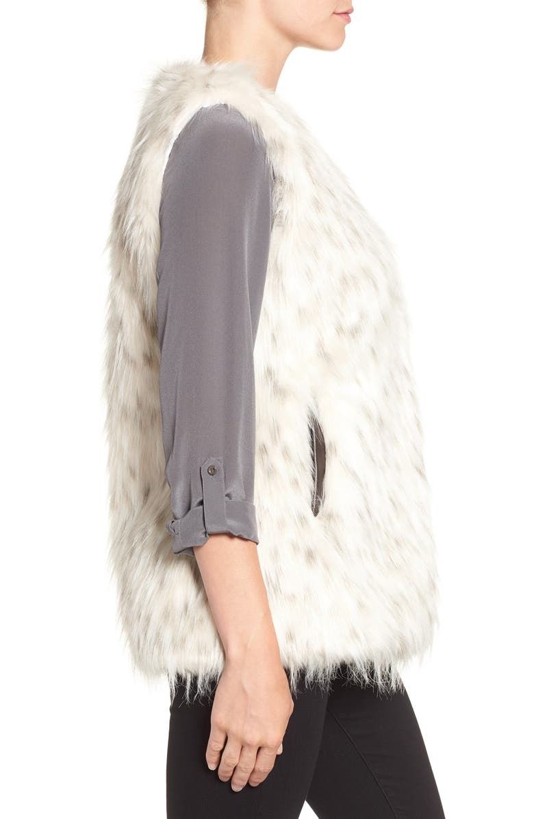 Via Spiga Collarless Faux Fur Vest, Alternate, color, 