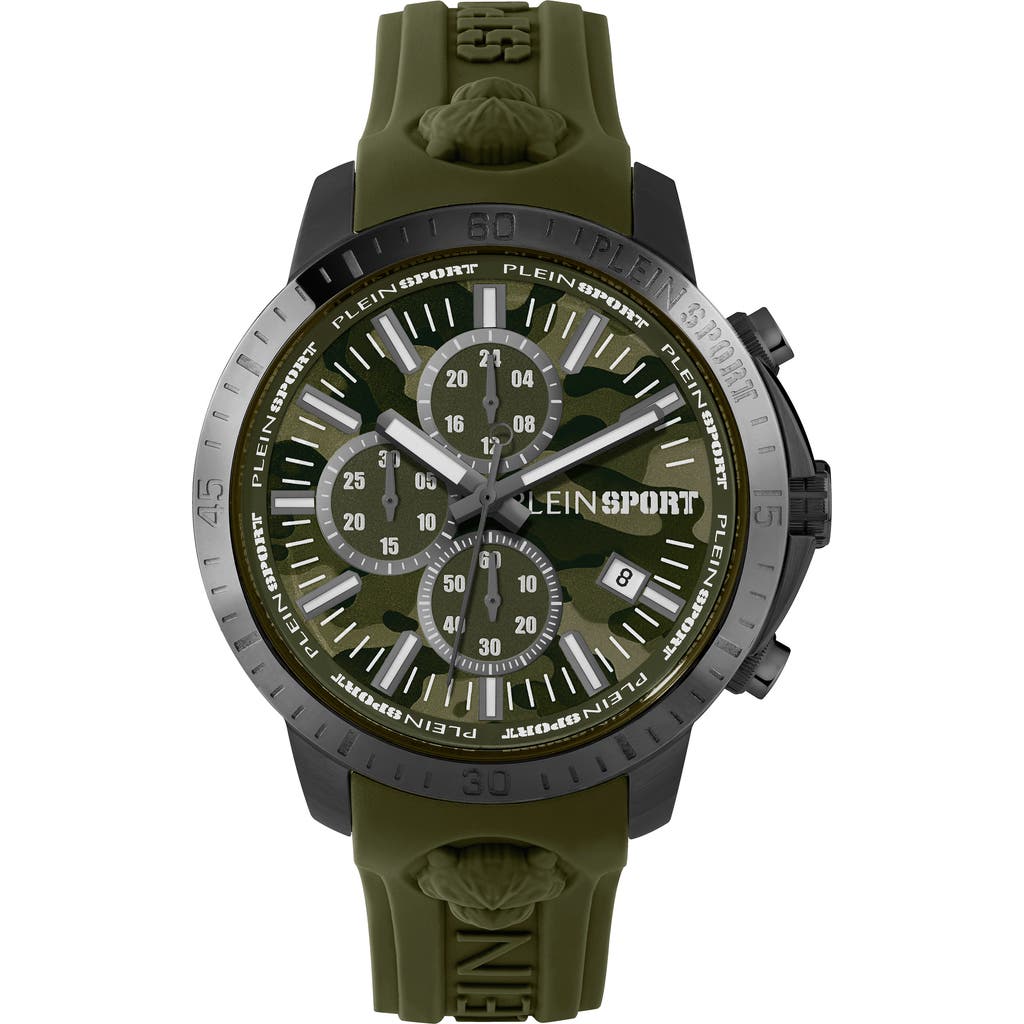 Philipp Plein Sport Camo Dial Three-hand Quartz Silicone Strap Watch, 43mm