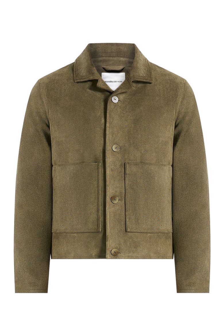 Michel Suede Jacket With Revere Collar, Alternate, color, Olive