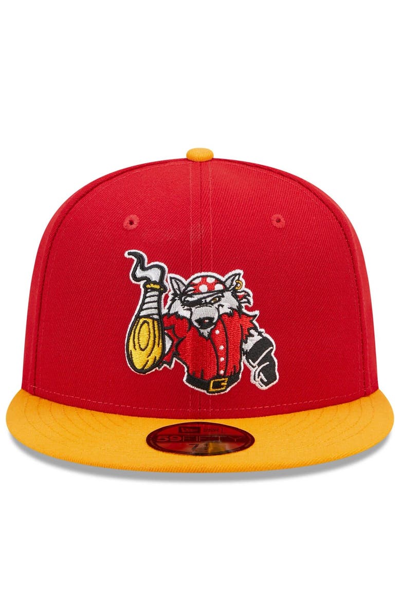 New Era Men's New Era Red/Yellow Erie SeaWolves Marvel x Minor League 59FIFTY Fitted Hat, Alternate, color,