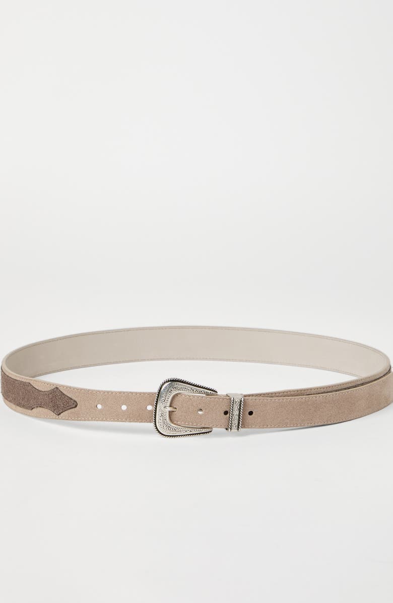 Brunello Cucinelli Reversed calfskin belt, Alternate, color, Taupe
