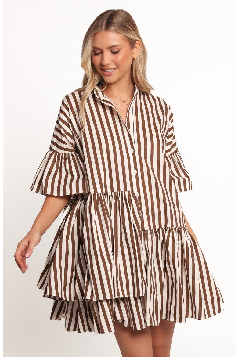 Jacqueline Stripe Cotton Shirtdress, Alternate, color, CHOCOLATE