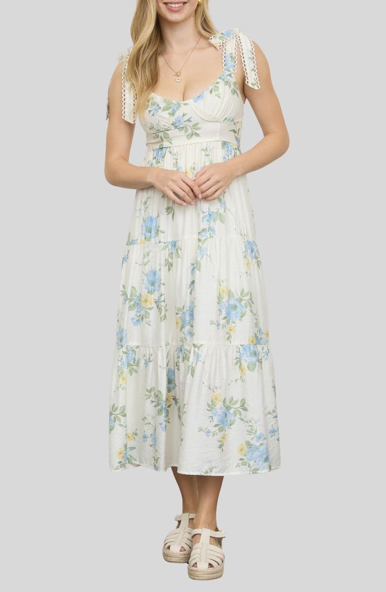Blu Pepper Loop Trim Tie Shoulder Maxi Dress, Main, color,