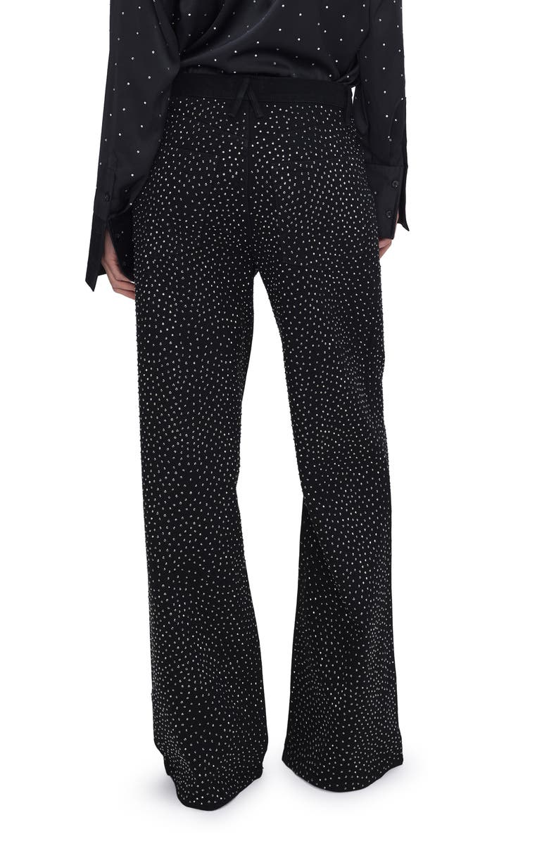 Good American Good Ease Rhinestone Wide Leg Jeans, Alternate, color, Black323
