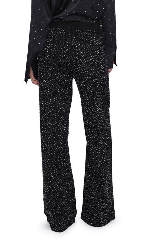 Shop Good American Good Ease Rhinestone Wide Leg Jeans In Black323