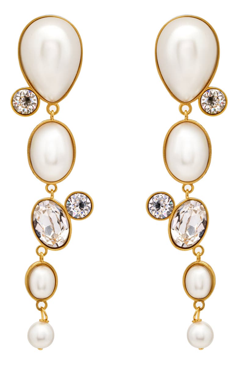 Oscar de la Renta Faux Pearl & Stone Drop Earrings, Main, color, Pearl