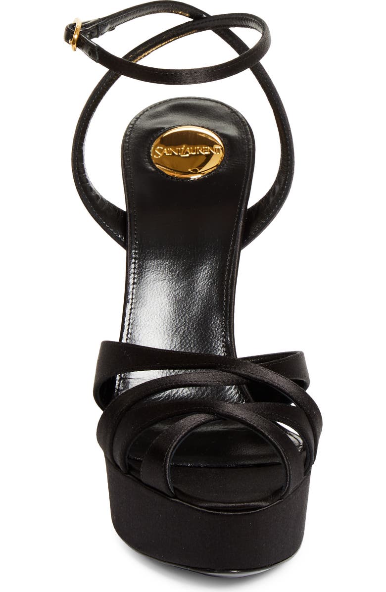 Saint Laurent Chandelle Ankle Strap Platform Sandal, Alternate, color, Black