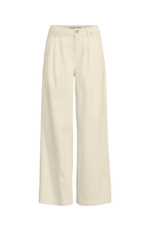 LANDS' END LANDS' END LIGHTWEIGHT DENIM MID RISE PLEATED SLOUCHY JEANS