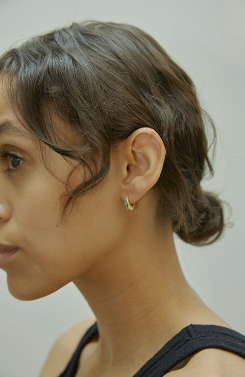 Otiumberg 14kt Gold Vermeil Mini Graduated Hoop Earrings With White Topaz