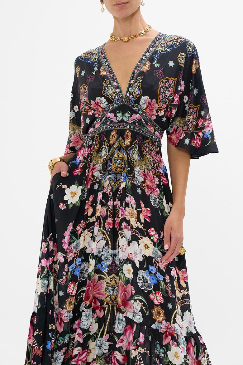 Waisted Dress With Hem Ruffle Midnight In Monserrate, Alternate, color, Midnight In Monserrate