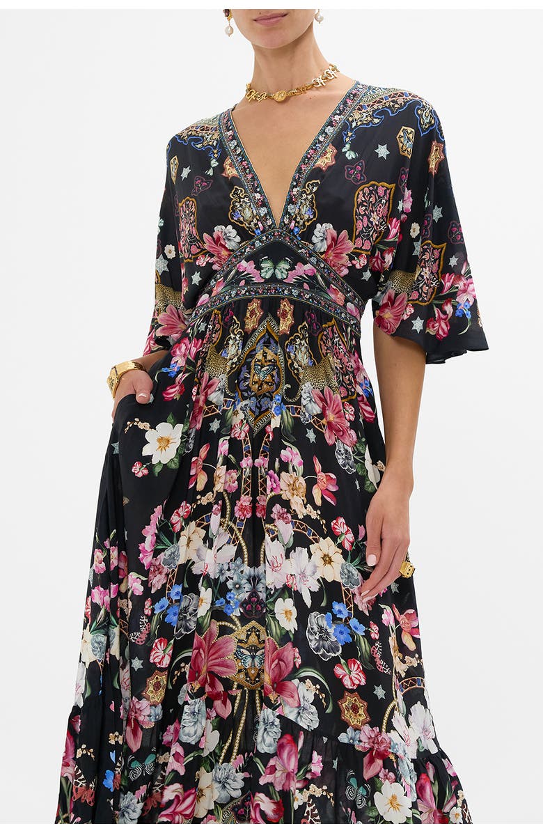 Camilla Waisted Dress With Hem Ruffle Midnight In Monserrate, Alternate, color, 