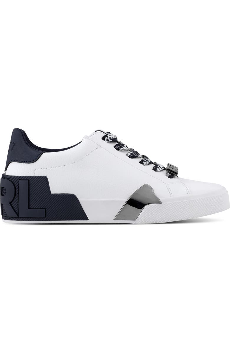 KARL LAGERFELD PARIS Melora Sneaker, Alternate, color, Bright White/ Navy