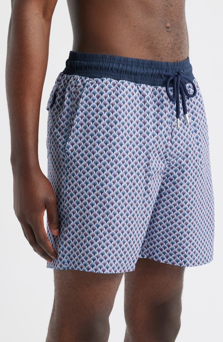 Stone Rose Geo Palm Print Swim Trunks, Alternate, color, Lavender