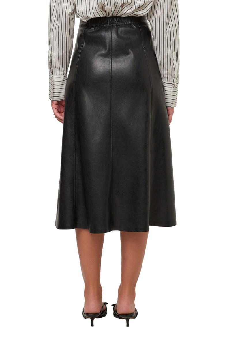 Esmeralda Faux Leather Midi Skirt, Alternate, color, BLACK