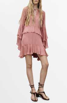 MANGO Ruffle Long Sleeve Dress