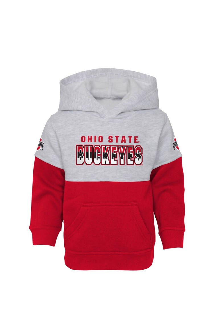 Toddler Heather Gray/Scarlet Ohio State Buckeyes Playmaker Pullover Hoodie & Pants Set, Alternate, color, Heather Gray