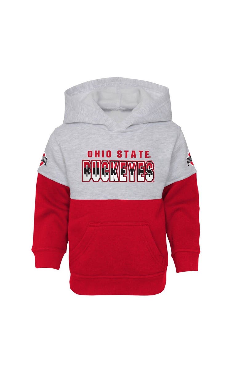 Outerstuff Toddler Heather Gray/Scarlet Ohio State Buckeyes Playmaker Pullover Hoodie & Pants Set, Alternate, color, 