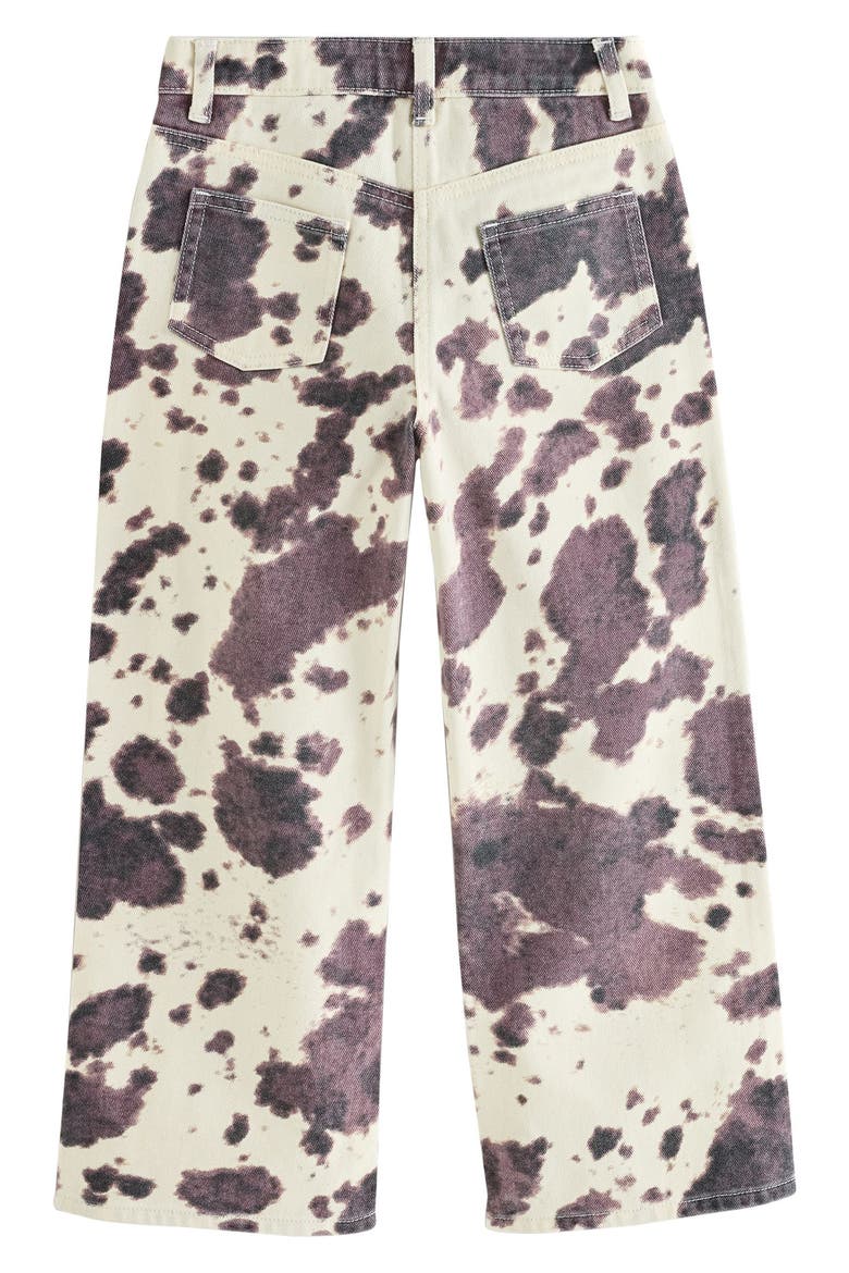 Kids' Cow Print Wide Leg Cotton Jeans, Alternate, color, MULTI