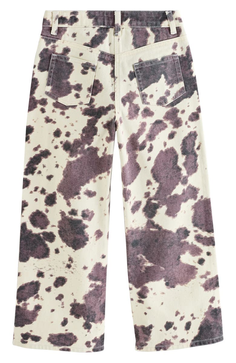 NEXT Kids' Cow Print Wide Leg Cotton Jeans, Alternate, color, Multi