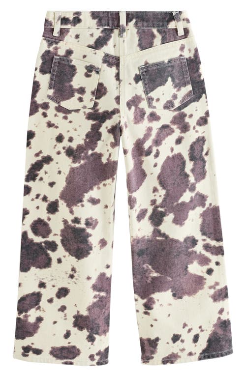 Next Kids' Cow Print Wide Leg Cotton Jeans In Multi