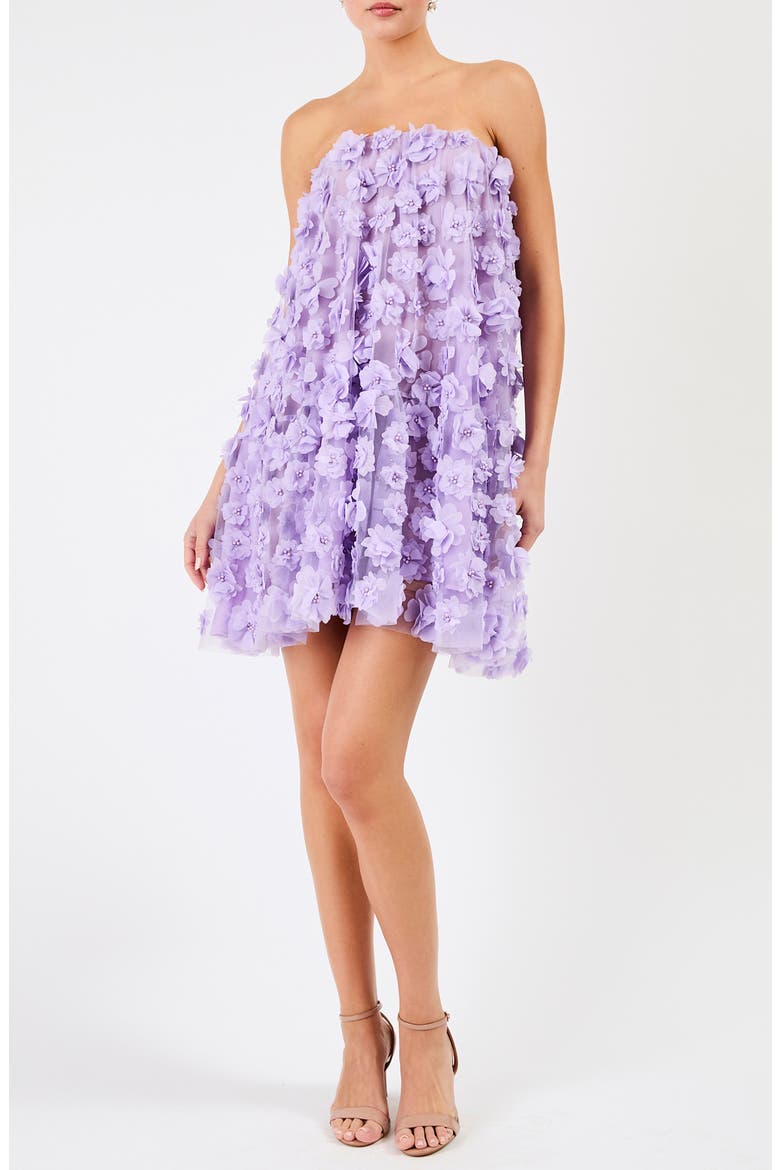 Bianca Floral Appliqué Strapless Babydoll Minidress video