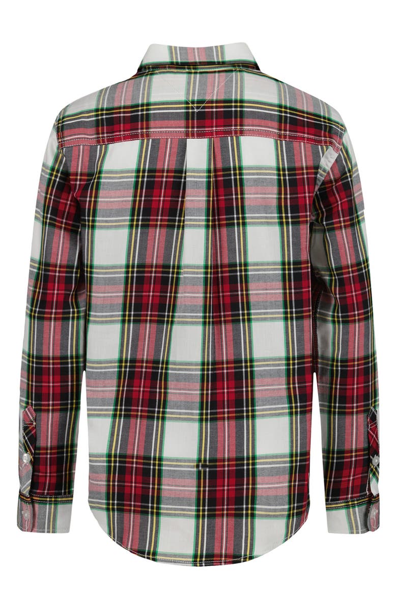 Tommy Hilfiger Kids' Festive Long Sleeve Button-Up Shirt, Alternate, color, Snow White