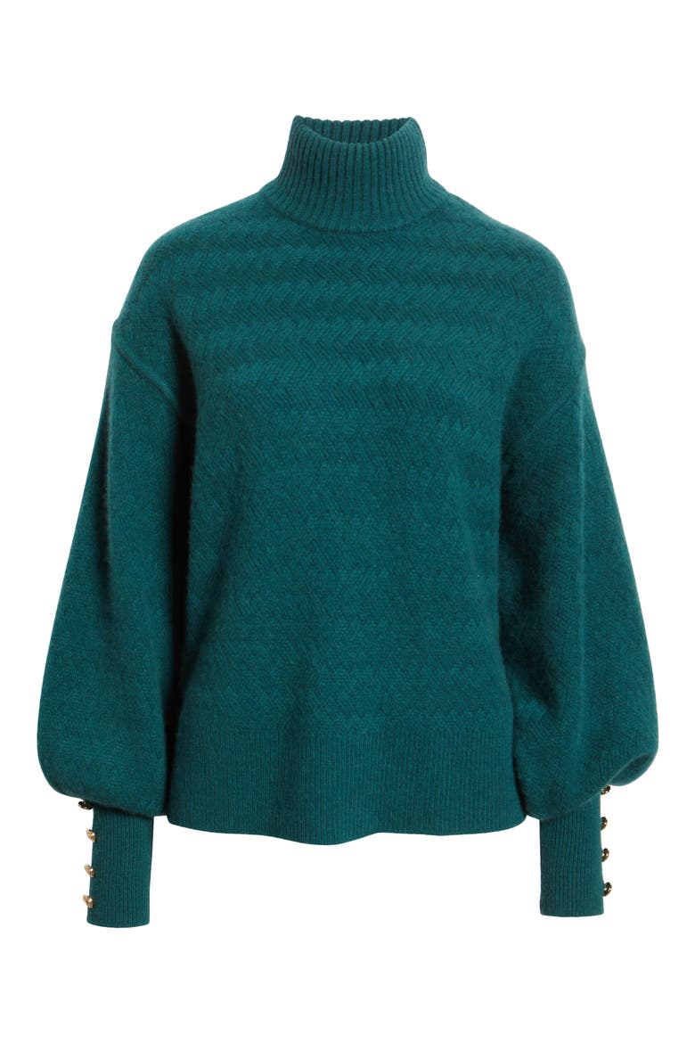The Tricia Cashmere Turtleneck Sweater, Alternate, color, DEEP FOREST GREEN