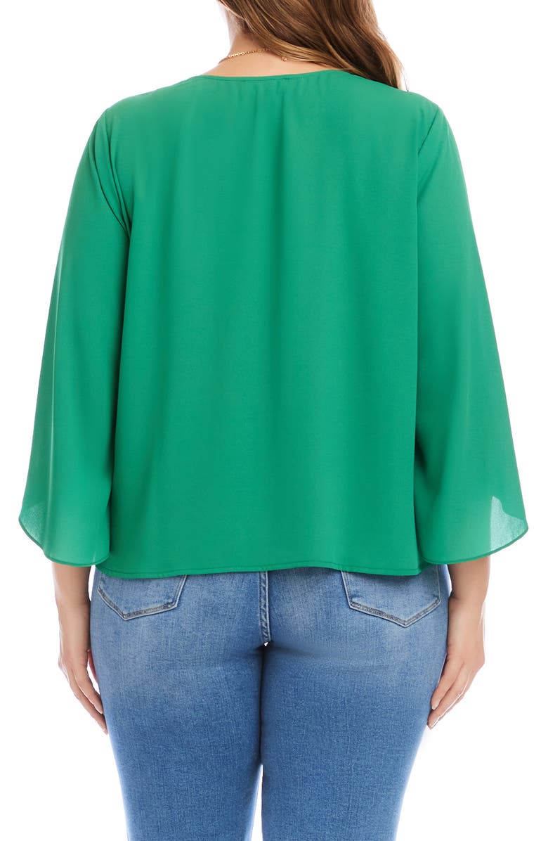Karen Kane Drape Crossover Crepe Top, Alternate, color, Green