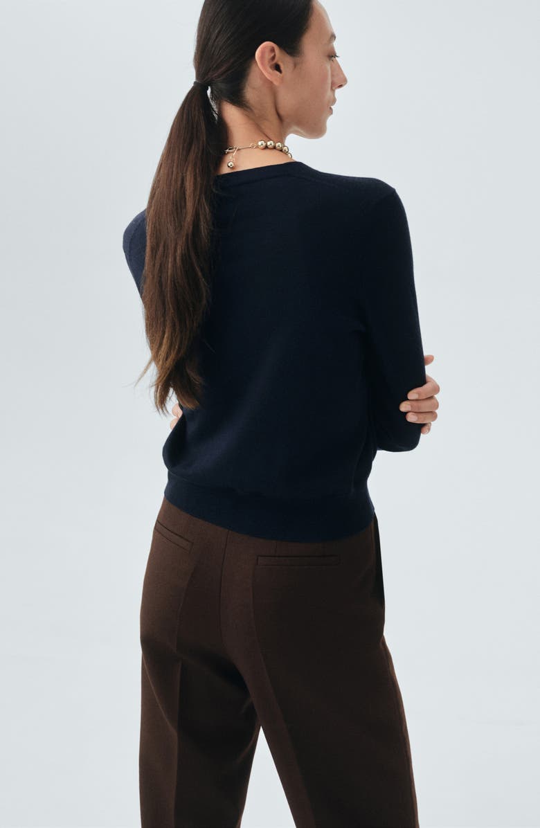 MANGO Selection V-Neck Wool Cardigan, Alternate, color, Navy