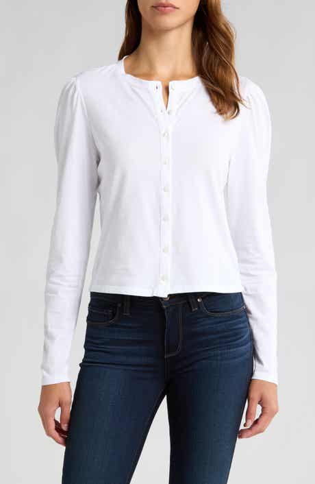 PAIGE Caliban Cotton Jersey Button-Up Top